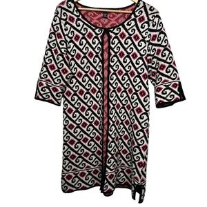 KIAL Bolero Silk Blend Soft Long Open Cardigan Top Closes Large Pink Black White